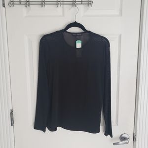 NWT long sleeve black top with sheer sleeves